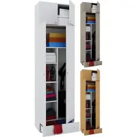 Hioshop VCM Armoire à balais Armoire à aspirateur Armoire de nettoyage Armoire multi-usages Armoire de ménage Vandol SA (Blanc)