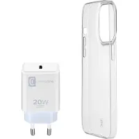 Cellularline Kit chargeur avec étui (20 W, 1 portion), Chargeur USB, Blanc, Transparent