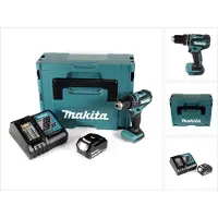 Makita DHP 485 RT1J Perceuse visseuse à percussion sans fil 18 V Li-Ion + 1x Batterie 5,0 Ah + 1x Chargeur + 1x Coffret de transport
