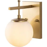 Opviq , applique murale élégante en métal, dorée, 15 x 20 x 15 cm | Diffuseur en verre, diamètre : 15 cm | Douille E14, max. 40 W | Idéale pour les hôtels et les espaces de vie, IP20.