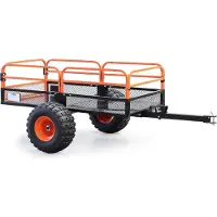 Wiltec Remorque basculante – 2159 x 1219 x 762 mm – capacité 680 kg – avec Grille et Parois amovibles – pour Tondeuse autoportée ATV Jardinage Transport