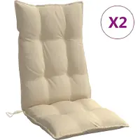 vidaXL Coussins de chaise à dossier haut lot de 2 beige tissu oxford