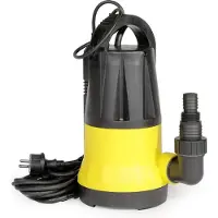 Wiltec Pompe immergée avec capteur de niveau d’eau – 400 W, 8500 l/h – Refoulement max. 5 m, profondeur max. 5 m – Thermorégulateur – Pompe submersible Eau sale