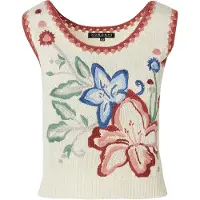 KOROSHI Tops en tricot bleu / vert / rouge foncé / blanc naturel