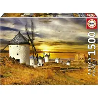 Educa , puzzle Villes et villages 1500 pièces Moulins à vent Consuegra, Coloré