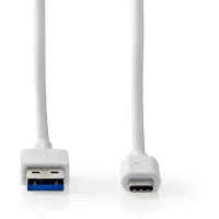 Nedis Câble USB - USB 3.2 Gen 1 - USB-A mâle - USB-C mâle - 60 W - 5 Gbps - nickelé - 1,00 m - rond - PVC - blanc - boîte