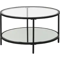 Beliani Table basse avec miroir étagère verre Noir Birney Lumarko !