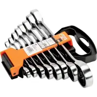 Bahco Double Flat Star Set Star Ratchet Spanner Set 8 Units Argenté
