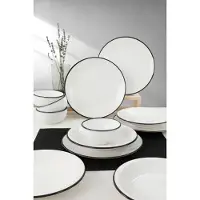 Hermia Concept , TY040612F004AJ99300MAS1400, Services de table, Service de vaisselle en céramique (12 pièces), Blanc, Céramique grès, 26 x 26 x 3,7 cm
