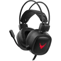Varr Gaming USB Headphones with Built In Microphone, Over-Ear, LED Backlight, Rugged, Popular USB-A connection, Black/Red, Cable 2m