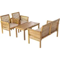 Casa.pro Ensemble de meubles de jardin 'Candela' 4 pièces en acacia couleur bois