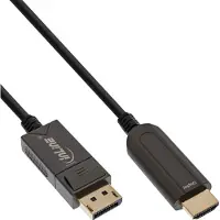 InLine Câble vidéo DisplayPort mâle vers HDMI mâle (15 m), Câble vidéo, Noir