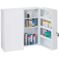 Relaxdays Armoire à pharmacie XXL - 2 portes - acier - 11 compartiments - verrouillable - 53 x 52,5 x 19,5 cm - blanc