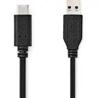 Nedis Câble USB | USB 3.2 génération 2 | USB-A mâle | USB-C Mâle | 60 W | 10 Gbit/s | Nickelé | 1,00 m | Rond | PVC | Noir | Étiquette
