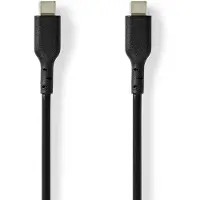 Nedis Câble USB - USB 2.0 - USB-C mâle - USB-C mâle - 240 W - 480 Mbps - nickelé - 2.00 m - rond - PVC - noir - Étiquette