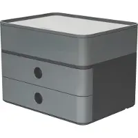 HAN Bloc à tiroirs Smart-Box Plus Allison, 2 tiroirs avec cloisons de séparation, Tiroir-plumier, empilable, plastique ABS, granite-gris