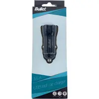 Bullet Chargeur de voiture USB Q3.0 + Type C 2.4A, Adaptateur pour véhicule, Noir