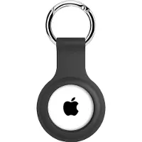 Screen Guard Professional Etui silicone Apple Airtag Liquid avec porte-clés, Accessoires pour traceur, Noir