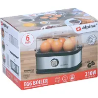Alpina Coquetier - 6 oeufs - incluant le coquetier et le gobelet de mesure - plateau amovible pour les oeufs - acier inoxydable