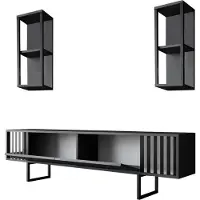 Skye Decor , Chrome Line - Anthracite, Black, Meubles TV, Anthracite, 180 x 48 x 30 cm