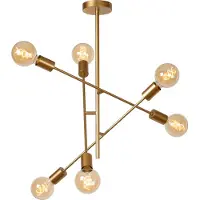 Lucide LESTER 6xE27 40W plafonnier loft en or mat