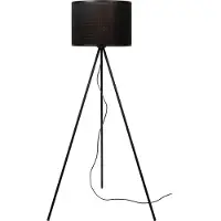 Lucide Lampadaire noir avec abat-jour en rotin, culot E27, modèle Tagalog