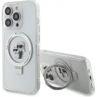 Karl Lagerfeld Coque MagSafe blanche avec anneau de support pour iPhone 15 Pro Max