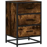 vidaXL Table de chevet chêne fumé 40x34,5x60cm bois d'ingénierie métal