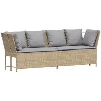 vidaXL Canapé de jardin avec coussins beige résine tressée