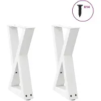 vidaXL Pieds de table basse 2 pcs. Blanc 28x(42-43,3) cm Acier