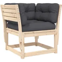 The Living Store Canapé de jardin avec accoudoirs et coussins en pin massif
