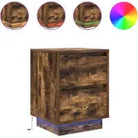 vidaXL Tables de chevet avec lumières LED 2pcs chêne fumé 38x34x50 cm