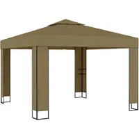 The Living Store Pavillon avec double toit 3x3x2,7 m Taupe 180 g/m