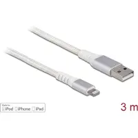 DeLOCK Câble USB de données et d'alimentation pour iPhone, iPad, iPod DuPont Polyamide blanc 3 m