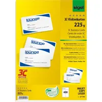Sigel Lp799 - Blanc Brillant - 85 X 55 Mm - 225 G/M² - 400 Carte(S) (40 Feuille(S) X 10 Cartes De Visite