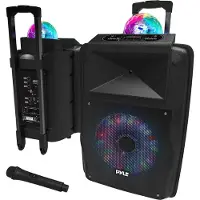 Pyle Sistema Altoparlante Bluetooth con Ruote e Set Microfono (Actif), Haut-parleur PA, Noir