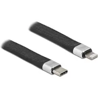 DeLOCK Câble de transfert de données USB-C 13 cm pour iPhone, iPad, iPod - Deuxième port : 1 x Apple Lightning mâle - 480 Mbit/s - argenté, noir