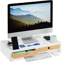 Relaxdays Monitorständer, Réhausseur pour moniteur, Blanc