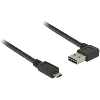 DeLOCK Easy - Câble USB - USB (M) à angle gauche/droit pour Micro-USB de type B (M) droit - USB 2.0 - 2 m - connecteurs réversibles - noir