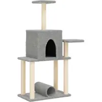 vidaXL Arbre à chat avec colonnes à griffer en sisal gris clair 122 cm