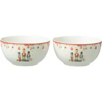 J-Line Boite 2 bol casse-noisette ceramique blanc