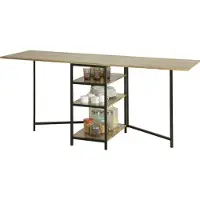 SoBuy FWT62-N Table de salle à manger pliante avec 3 étagères Table de cuisine pliante Table en bois design industriel LHT environ : 180x77x60cm