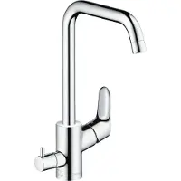 Hansgrohe Focus Mitigeur d'évier chromé bec pivotant haut et robinet d'arrêt pour appareil
