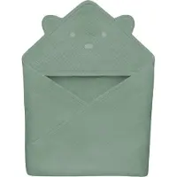 Autre Serviette Et Peignoir - Lionelo - Serviette À Capuche En Mousseline - 100% Naturel - 80 X 80 Cm - Dès Le Premier Jour De Vie - Vert