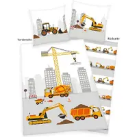 Herding Literie réversible "Chantier" pour enfants (200 x 135 cm, 80 x 80 cm)