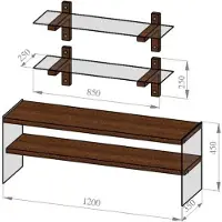 Skye Decor , TV102, élément TV, noyer, 100 % BOIS DE FER MASSIF, 120 x 35 x 45 cm