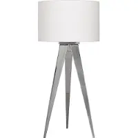 Näve lampe tabouret 3 pieds - matériaux : métal, textile - pied : chrome ; abat-jour blanc ; 3134423