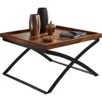Wohnling Table basse KUNDAI 63x39x63 cm bois massif de sheesham / métal