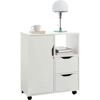 SoBuy Meuble Imprimante Blanc sur Roulettes FBT105-W