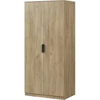 En.casa Armoire 'Eiselfing' avec 2 portes, 1 tringle, 1 compartiment inférieur imitation chêne